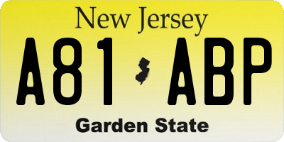 NJ license plate A81ABP