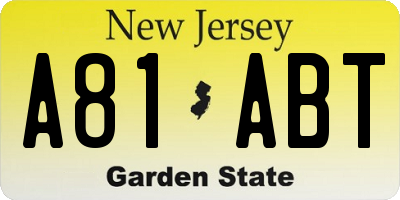 NJ license plate A81ABT