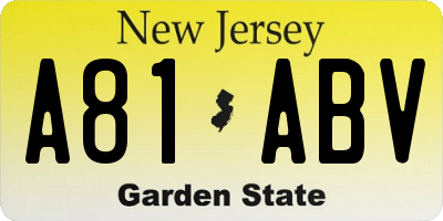 NJ license plate A81ABV