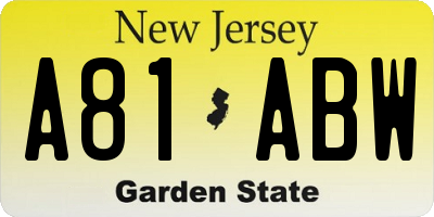 NJ license plate A81ABW