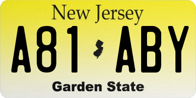 NJ license plate A81ABY