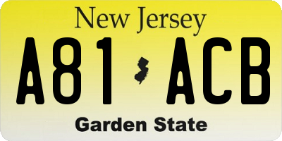 NJ license plate A81ACB