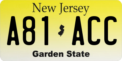 NJ license plate A81ACC