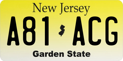 NJ license plate A81ACG