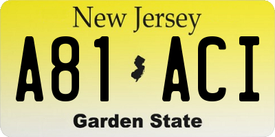NJ license plate A81ACI