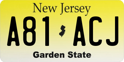 NJ license plate A81ACJ