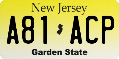 NJ license plate A81ACP