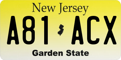 NJ license plate A81ACX