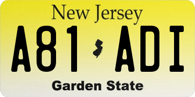 NJ license plate A81ADI