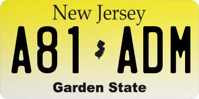 NJ license plate A81ADM
