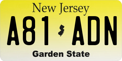NJ license plate A81ADN