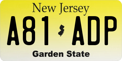 NJ license plate A81ADP