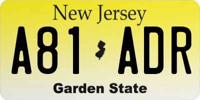 NJ license plate A81ADR