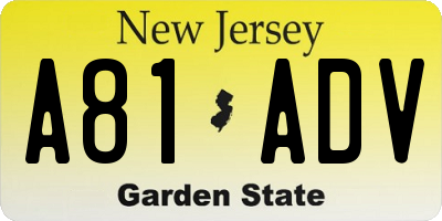 NJ license plate A81ADV