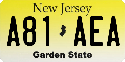 NJ license plate A81AEA