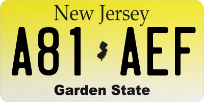 NJ license plate A81AEF