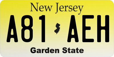 NJ license plate A81AEH