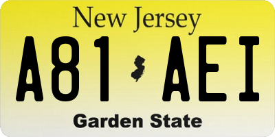 NJ license plate A81AEI