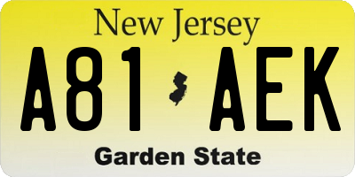 NJ license plate A81AEK
