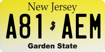 NJ license plate A81AEM