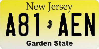 NJ license plate A81AEN