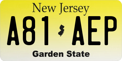 NJ license plate A81AEP