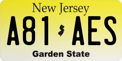 NJ license plate A81AES