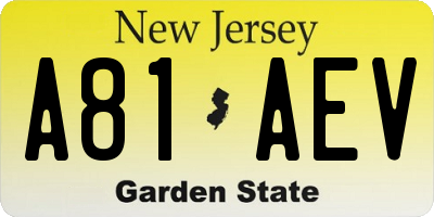 NJ license plate A81AEV