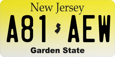 NJ license plate A81AEW