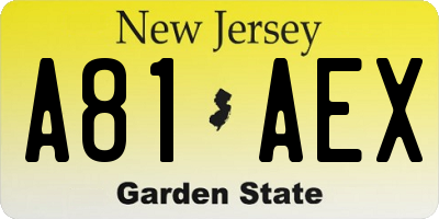 NJ license plate A81AEX
