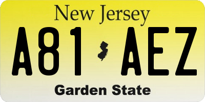 NJ license plate A81AEZ