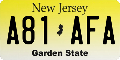 NJ license plate A81AFA
