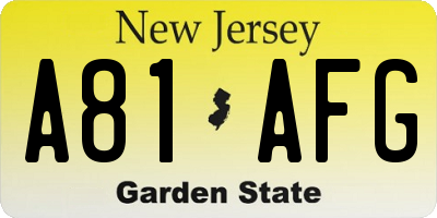 NJ license plate A81AFG