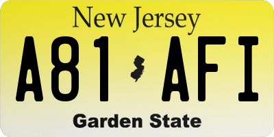 NJ license plate A81AFI