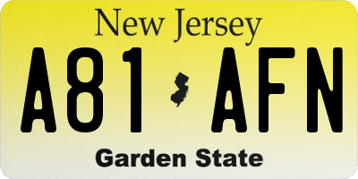 NJ license plate A81AFN
