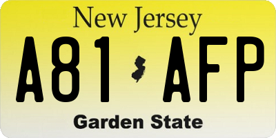 NJ license plate A81AFP