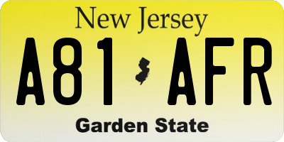 NJ license plate A81AFR