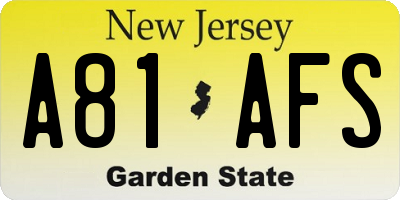 NJ license plate A81AFS