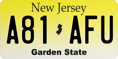 NJ license plate A81AFU