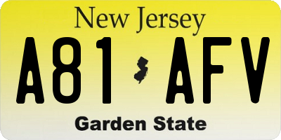 NJ license plate A81AFV
