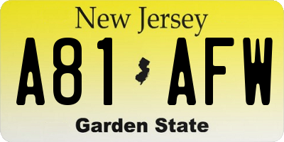 NJ license plate A81AFW