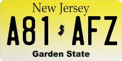 NJ license plate A81AFZ