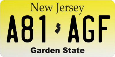 NJ license plate A81AGF