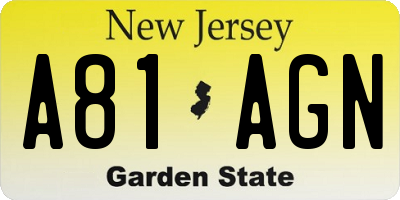 NJ license plate A81AGN