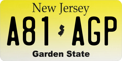 NJ license plate A81AGP