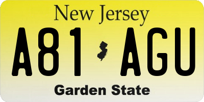 NJ license plate A81AGU