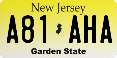 NJ license plate A81AHA