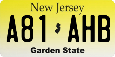 NJ license plate A81AHB