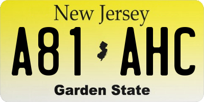 NJ license plate A81AHC