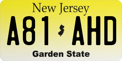 NJ license plate A81AHD